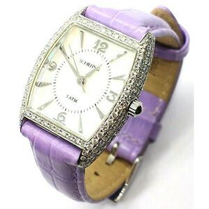 Elegant Schilling Women's Diamond Watch Mother Of Pearl Stainless Steel Purple